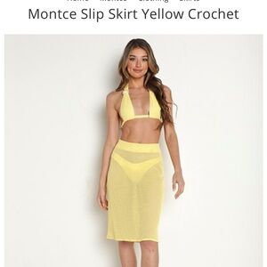 Montce Yellow Crochet Slip Skirt